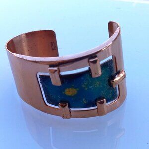 Matisse Renoir Bracelet Cuff Copper Tremblant Enamel Panel Mid Century Modern